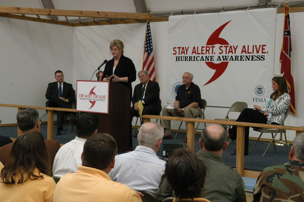 FEMA press conference for community readiness for Hurricane Katrina in 2006. 