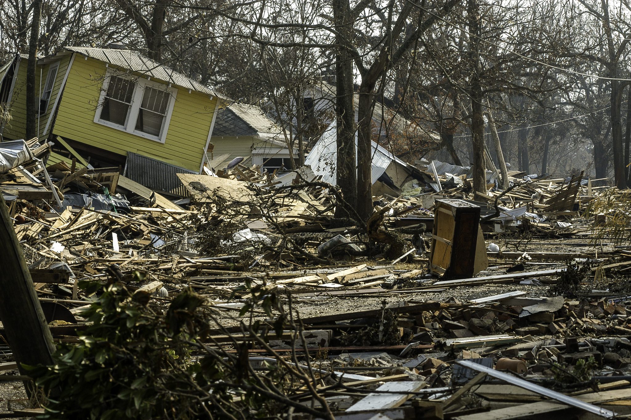 Wreckage from a home destroyed by Hurricane Katrina. 
