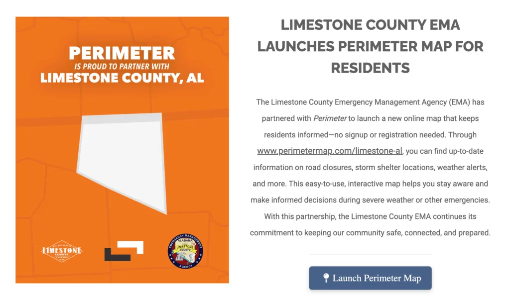 Limestone County Alabama EMA launches Perimeter Map