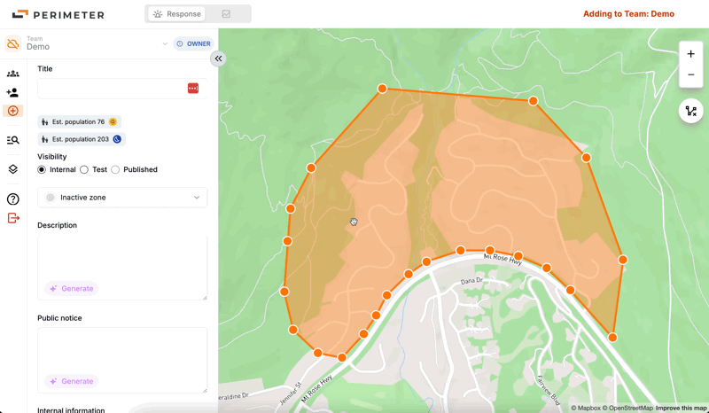 Demo of AI-Generated Descriptions feature on Perimeter Platform.
